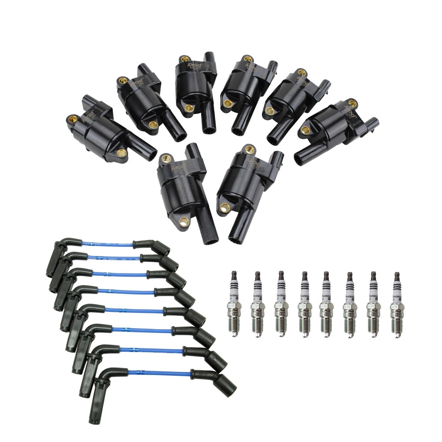 Set of 8 NGK Ignition Coil Wires & Ruthenium Spark Plugs for Allure Yukon XL 1500