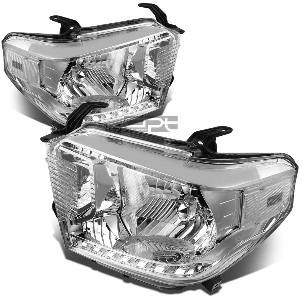 Pair of Chrome Housing Clear Corner Headlights for Toyota Tundra (2014–2021)