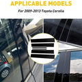Set of 6 Black Pillar Door Posts Cover for Toyota Corolla (2009–2013)