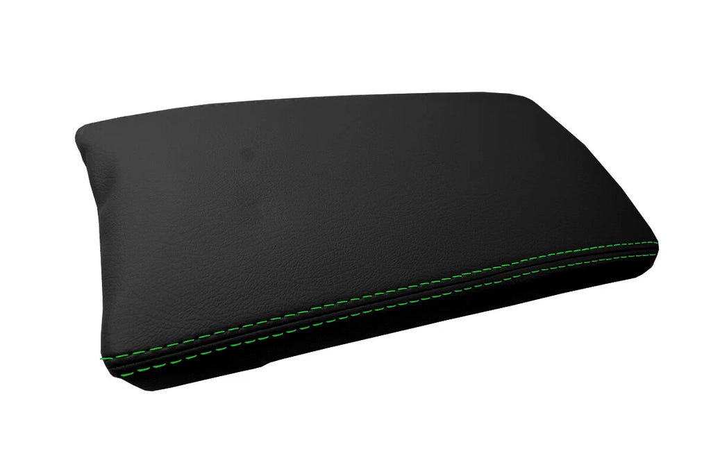 Leather Console Lid Armrest Cover for Toyota Prius (2010–2015) Green Stitch