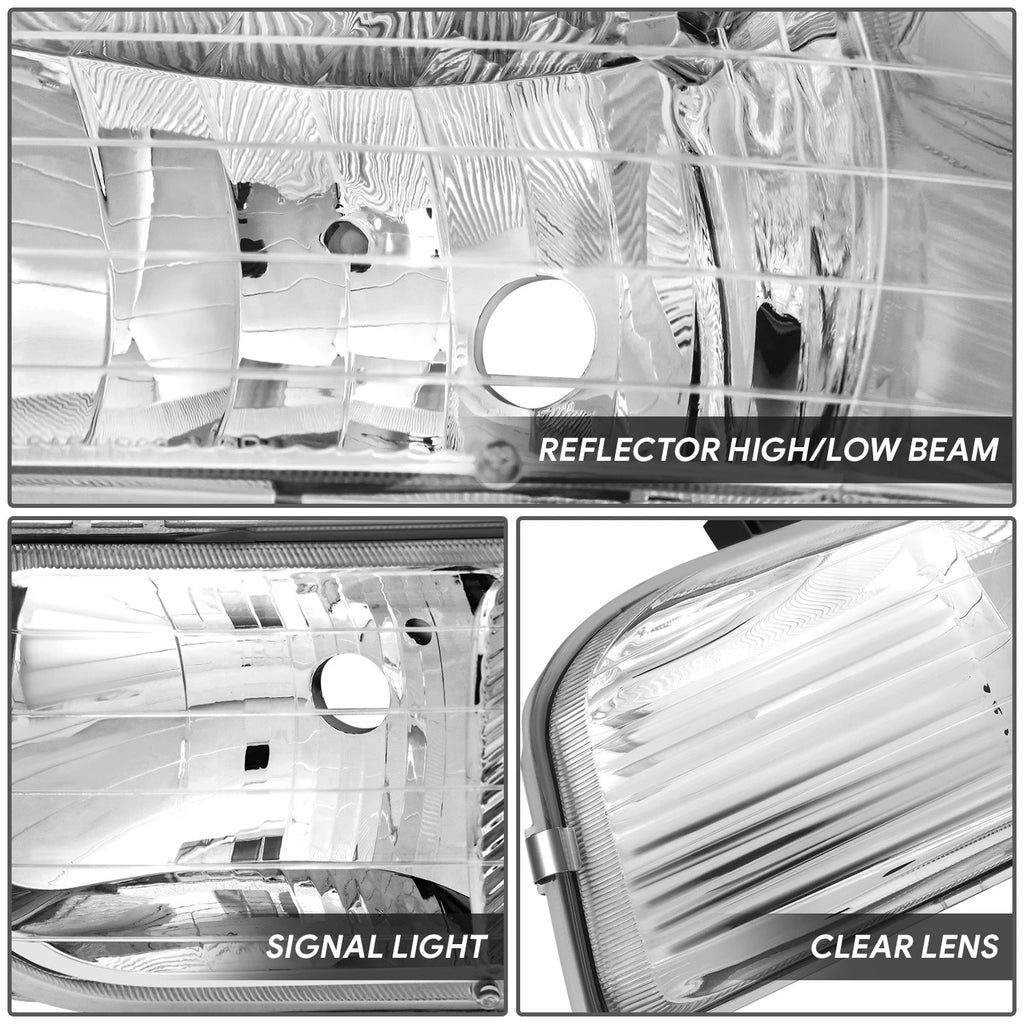 Pair of Chrome Housing Clear Lens Headlights for Chevy Silverado (1999–2002)