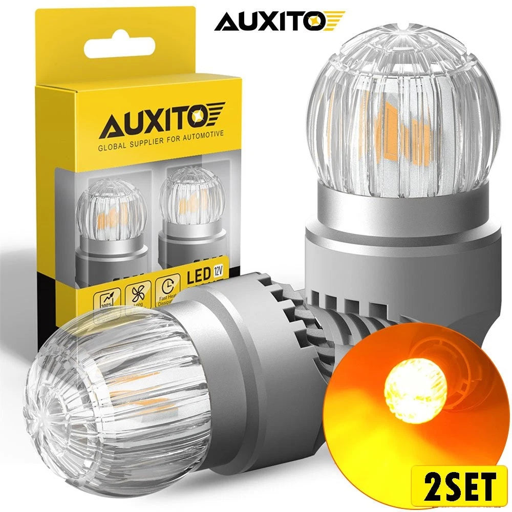 Set of 2 7443 7440 7444 LED Amber Yellow Turn Signal Lights for