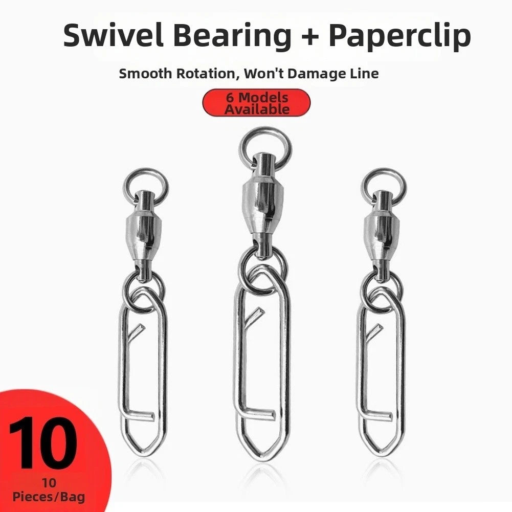 Stainless Steel Lure Snap Connector with Swivel Bearing for Fishing (N/A)
