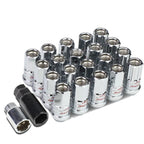 Set of 16 Open-End Aluminum Lug Nuts + Key + Adapter M12x1.5 25mm OD/45mm Tall