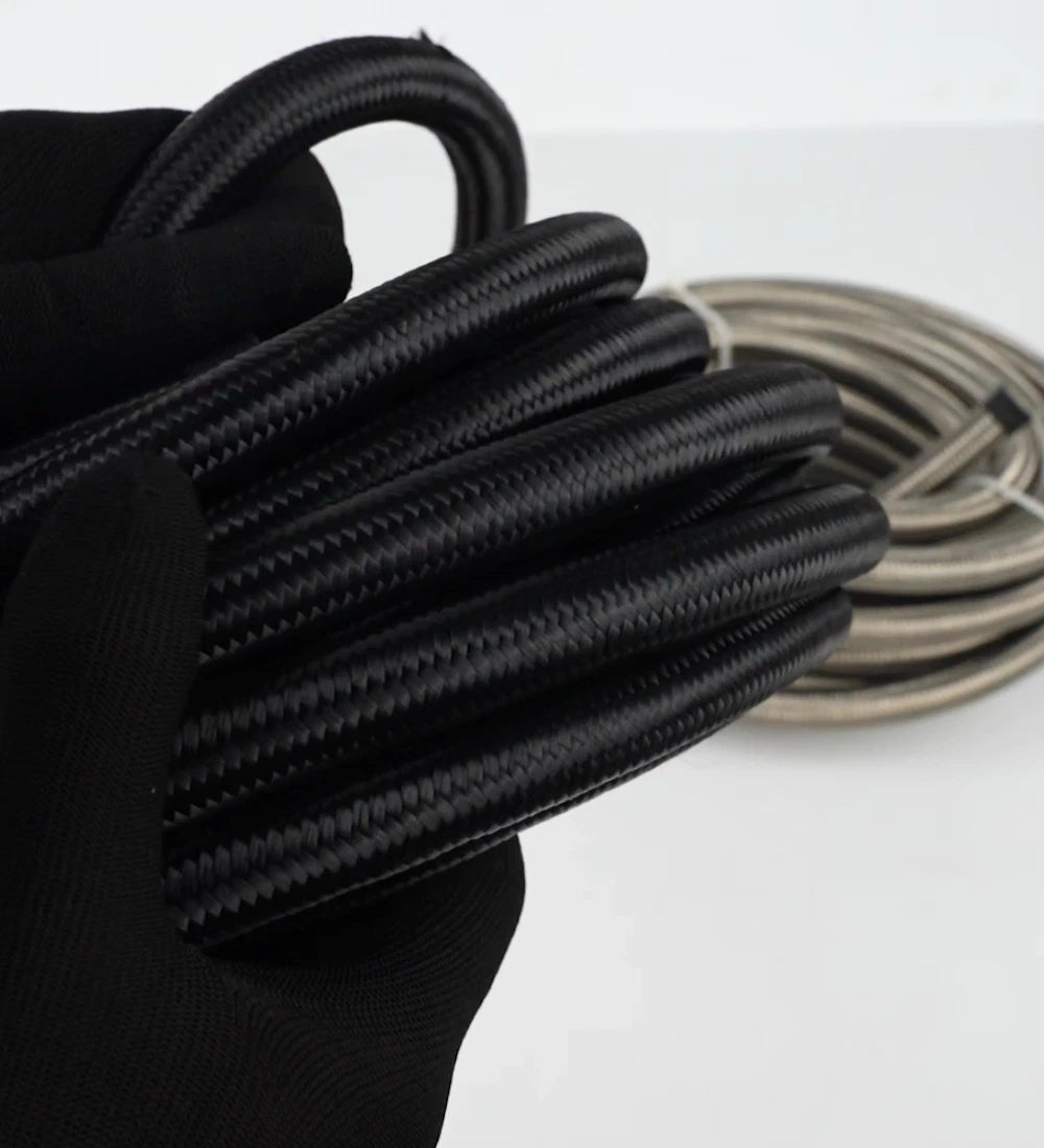 Set of 4 Nylon Stainless Steel Braided Oil Fuel Line Hoses