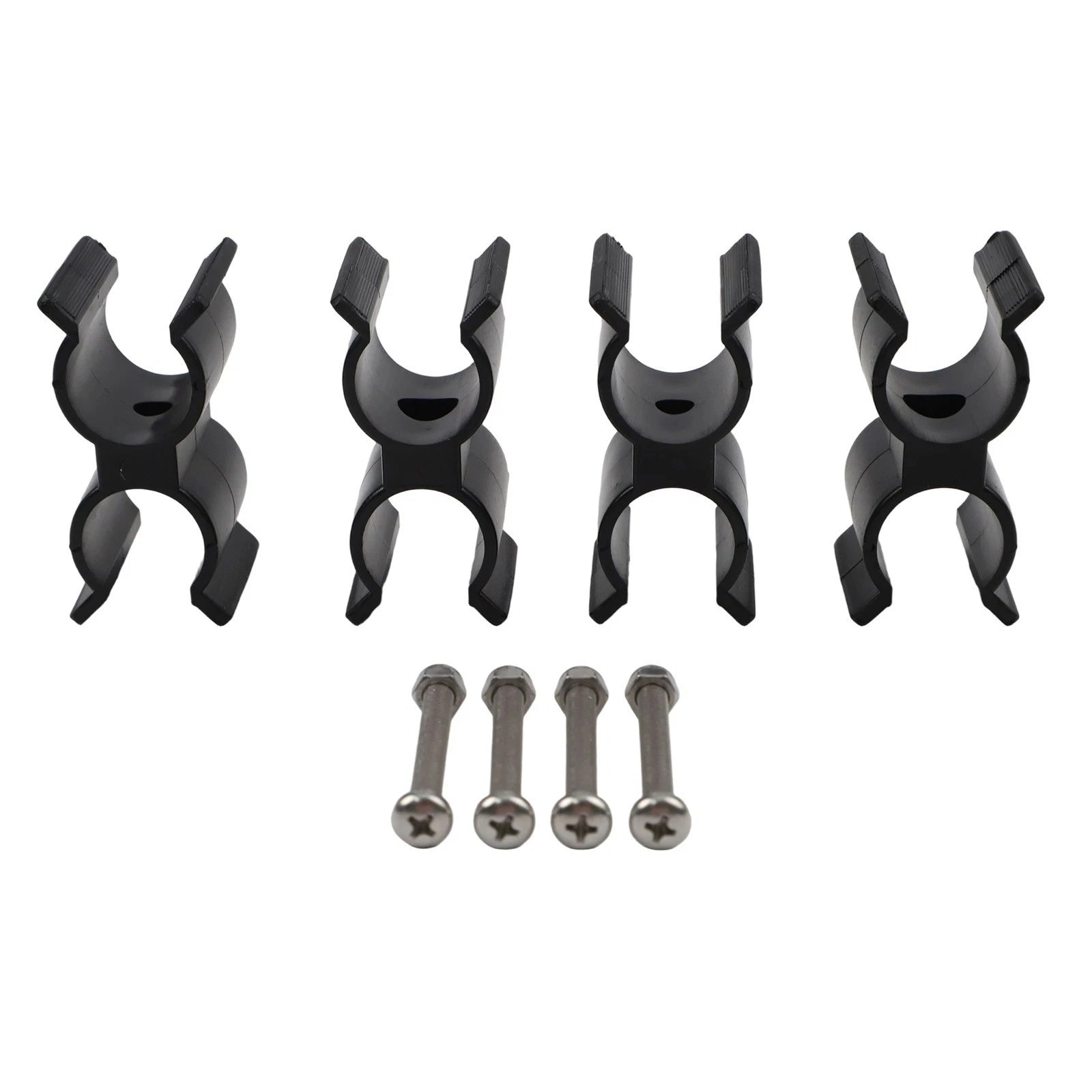 Set of 4 Double Tube Boat Clip Holders for Bimini Top Poles (7/8" to 1")