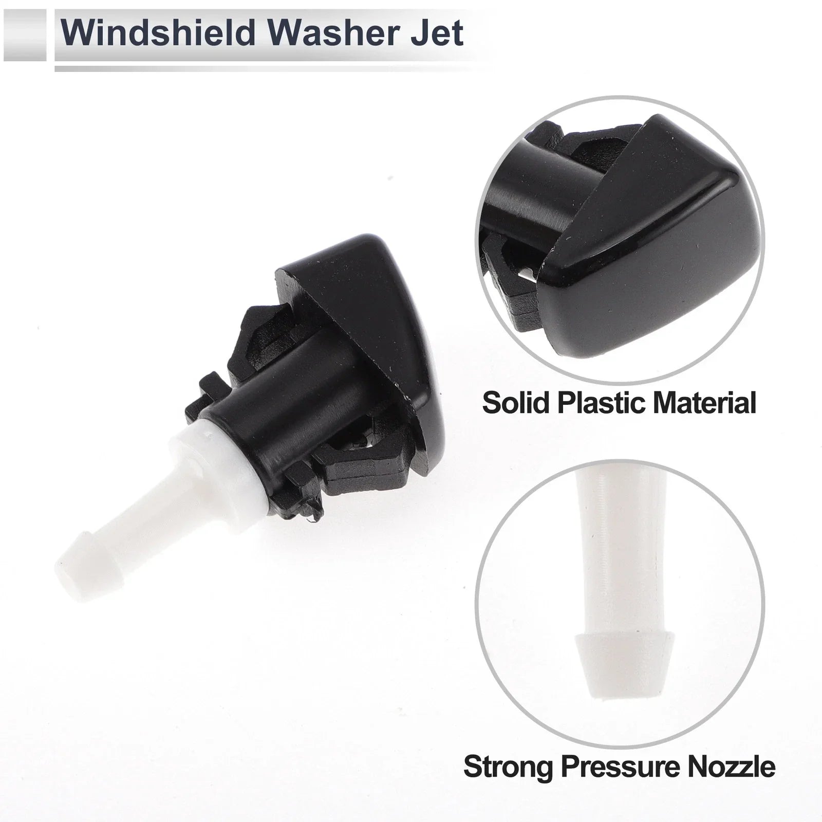 Windshield Washer Nozzle w/ 5" Hose Connector for Dodge - Black, White