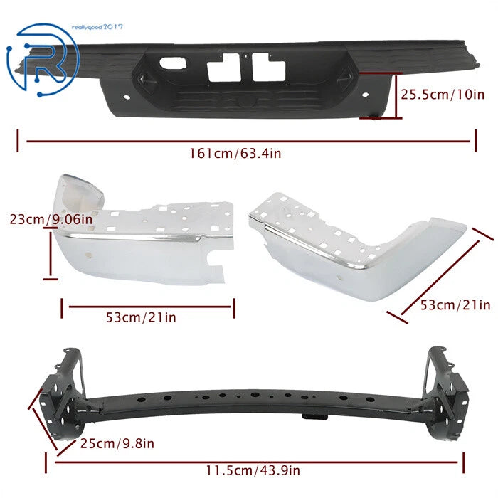 Rear Step Bumper Assembly with Sensor Holes for Toyota Tundra (2014-2021)