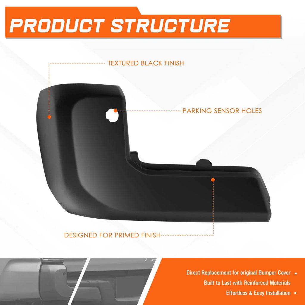 OE Style Rear Left Bumper End Cap for Toyota Tacoma (2016–2023) w/Park Aid Sensor Hole
