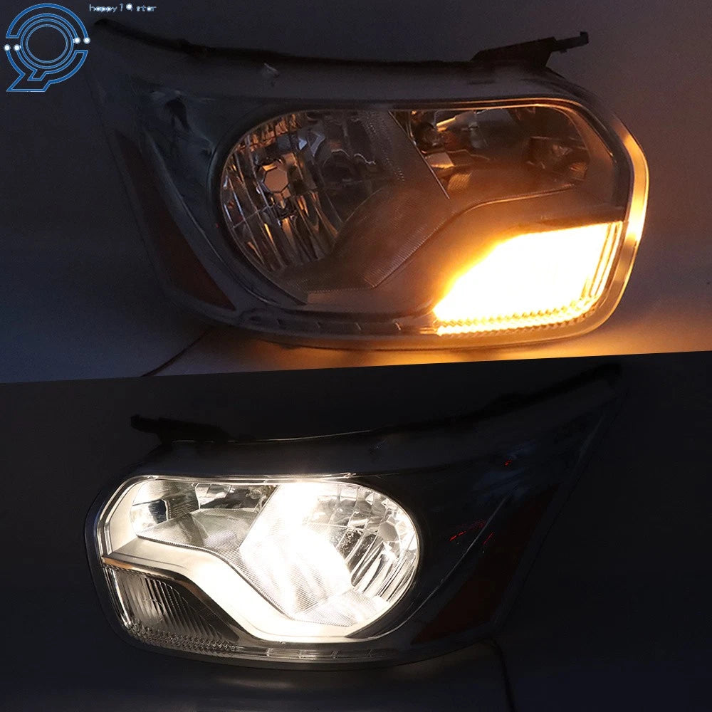 Set of 2 Halogen Headlights for Ford Transit (2015-2021) Chrome Clear Lens