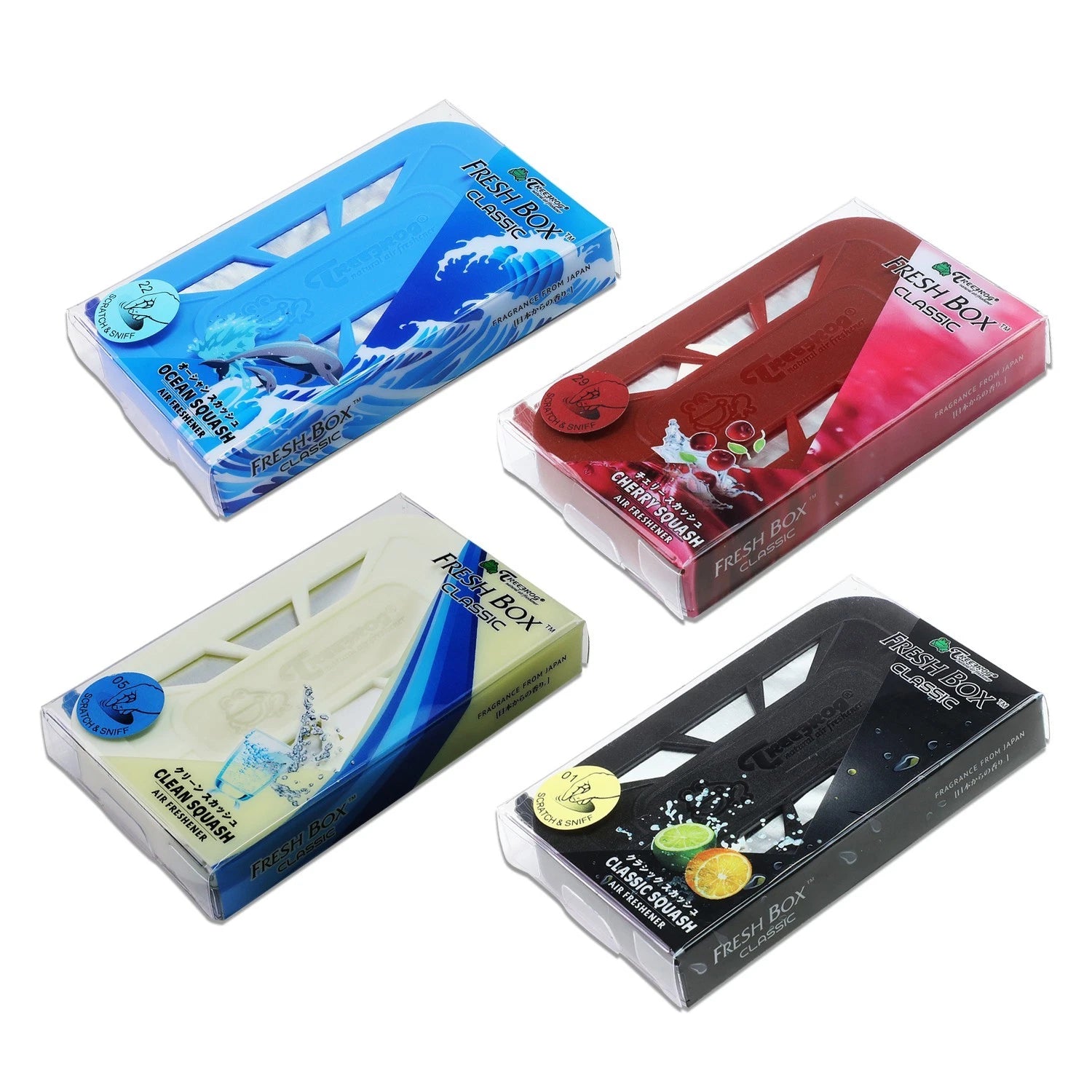 Set of 4 Treefrog 18g Long Last Air Freshener for Ocean/Classic/Clean/Cherry