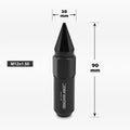 Set of 20 M12X1.5 Black JDM Hex Spiked Cap Wheel Lug Nuts + 20mm Extension