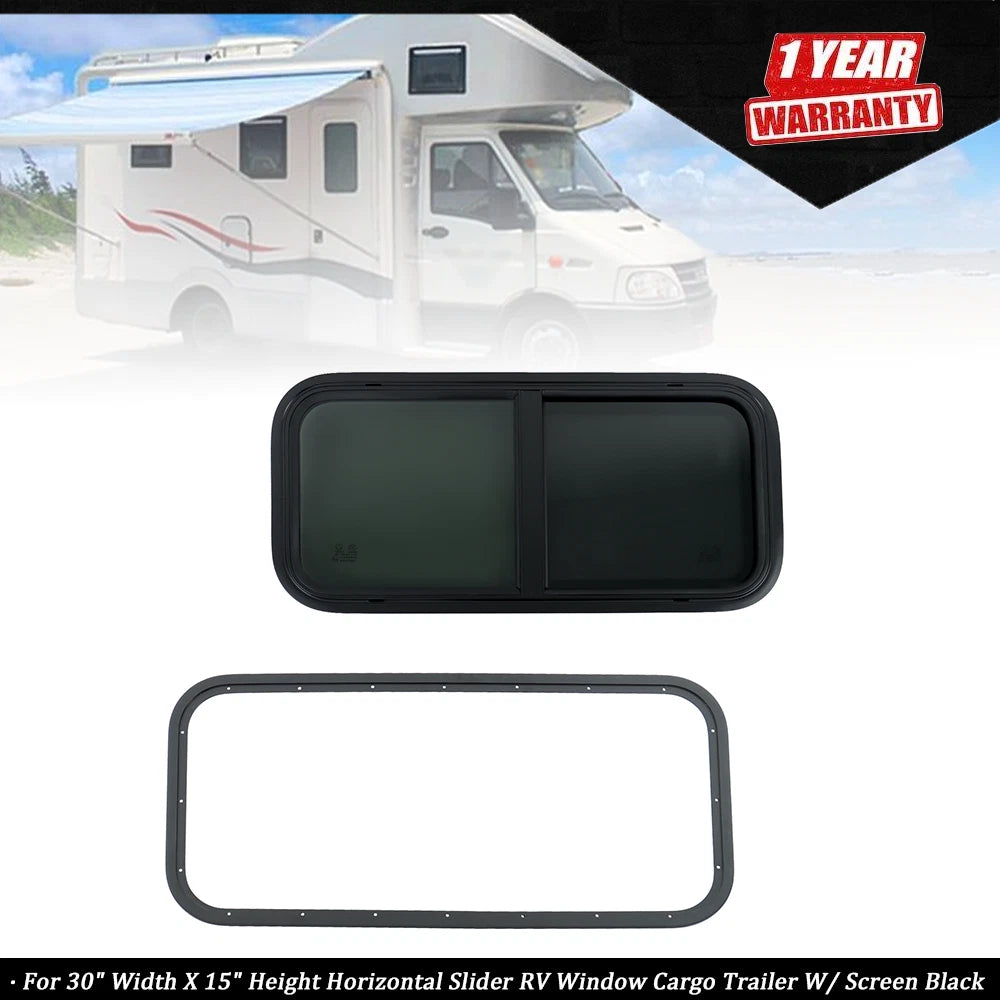 30" x 14" Horizontal Slider RV Window for Cargo Trailer (Fits Various Models)