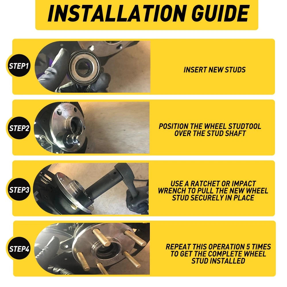 Wheel Stud Installer Tool for Tire Bolts (Fits Various Models)