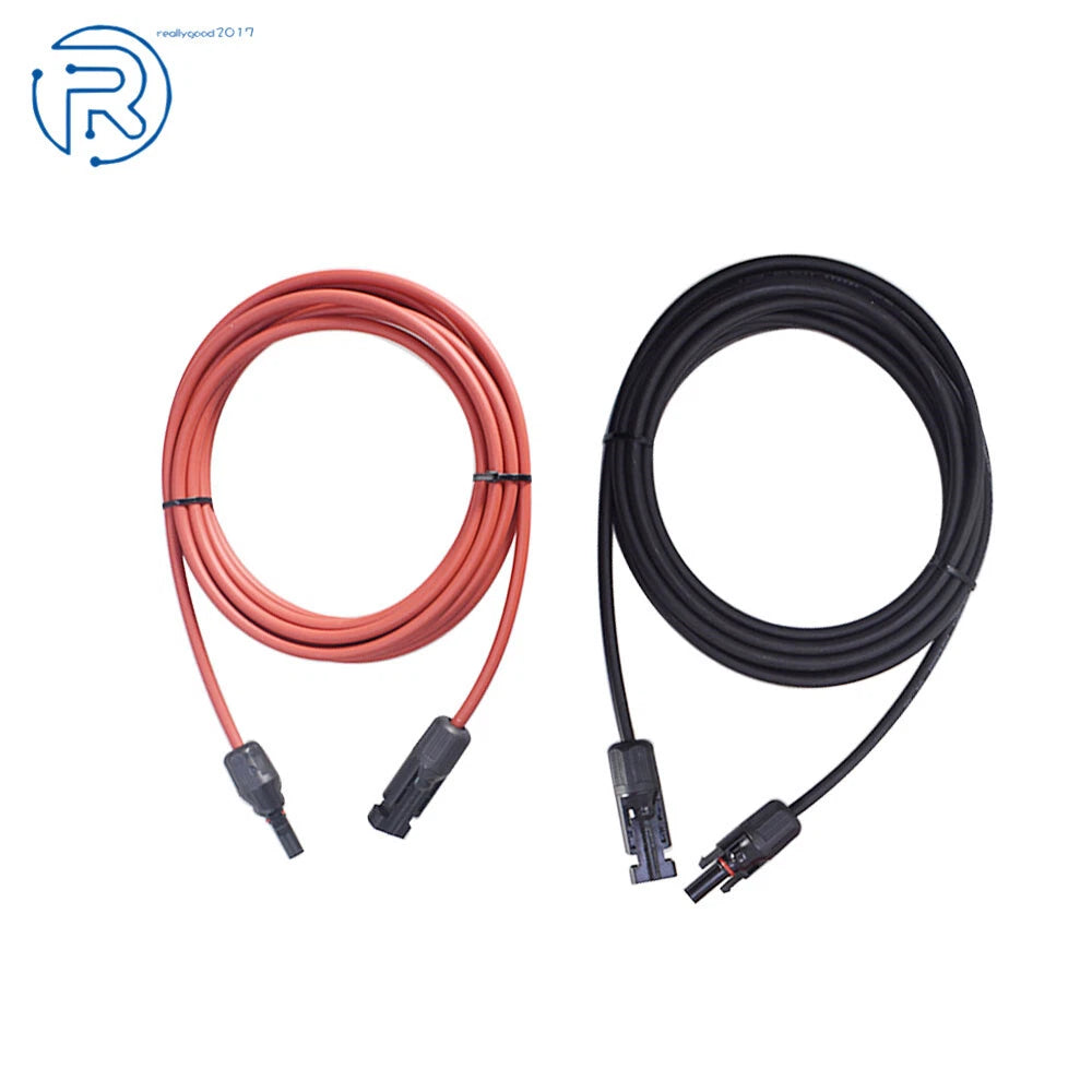 1 Pair 10 Feet Solar Panel Extension Cable 12 AWG for Various Models