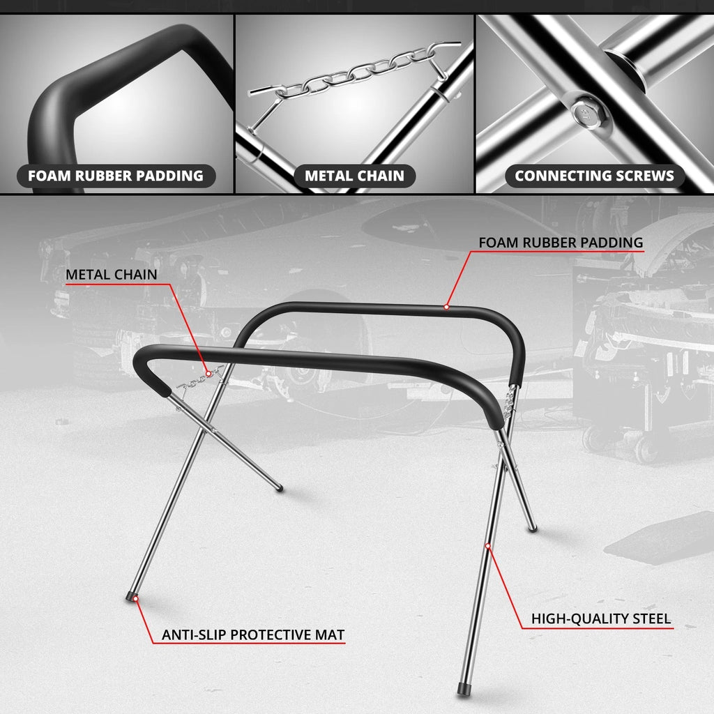 Folding Adjustable Steel Bumper Storage Stand for (220 lbs Load)