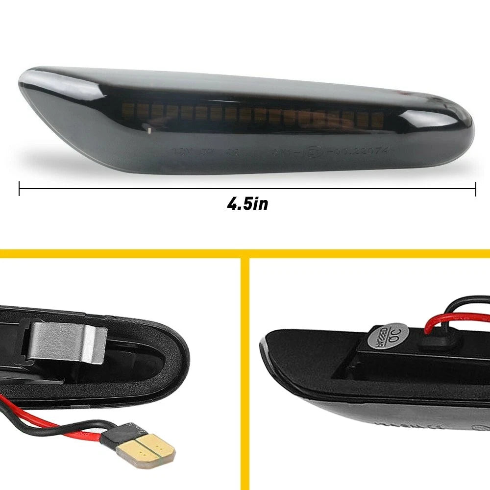 LED Smoked Turn Signal Side Marker Lights for BMW E90-E92 E81-E84 E82 E88 (2007–2013)