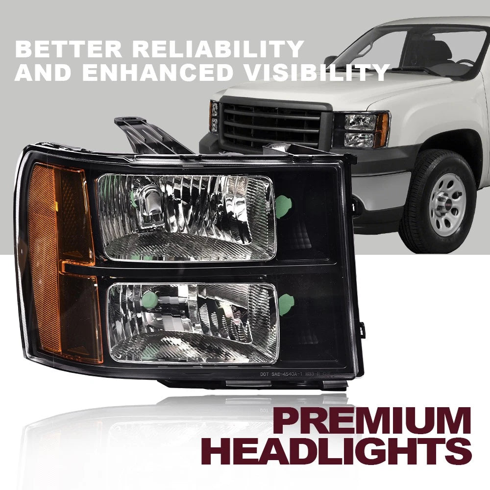 Set of 2 Headlights for GMC Sierra 1500 2500HD 3500HD (2007–2014)