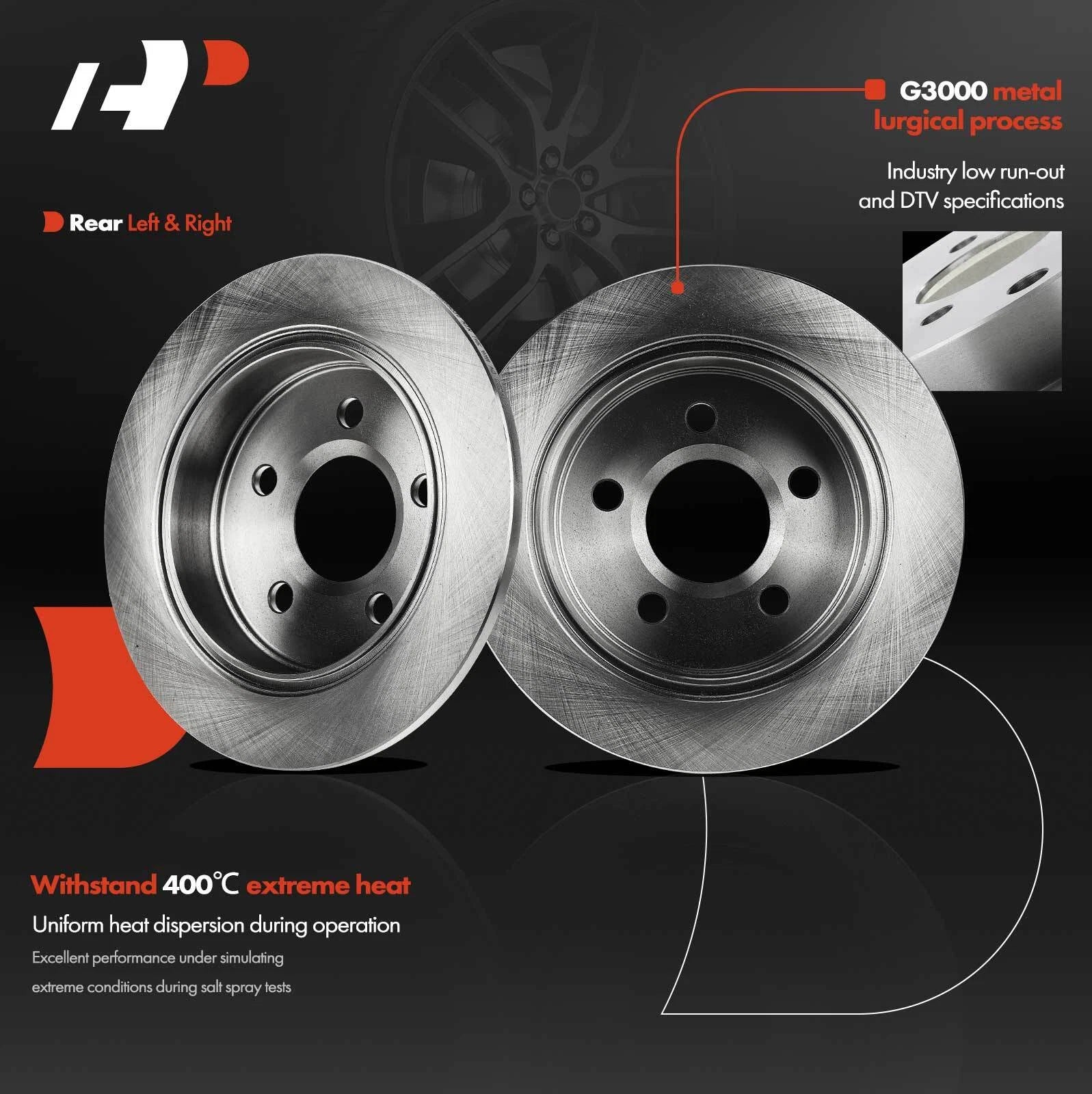 Rear Disc Brake Rotors for Chevy Impala (2000–2005) Buick Regal (1997–2004)