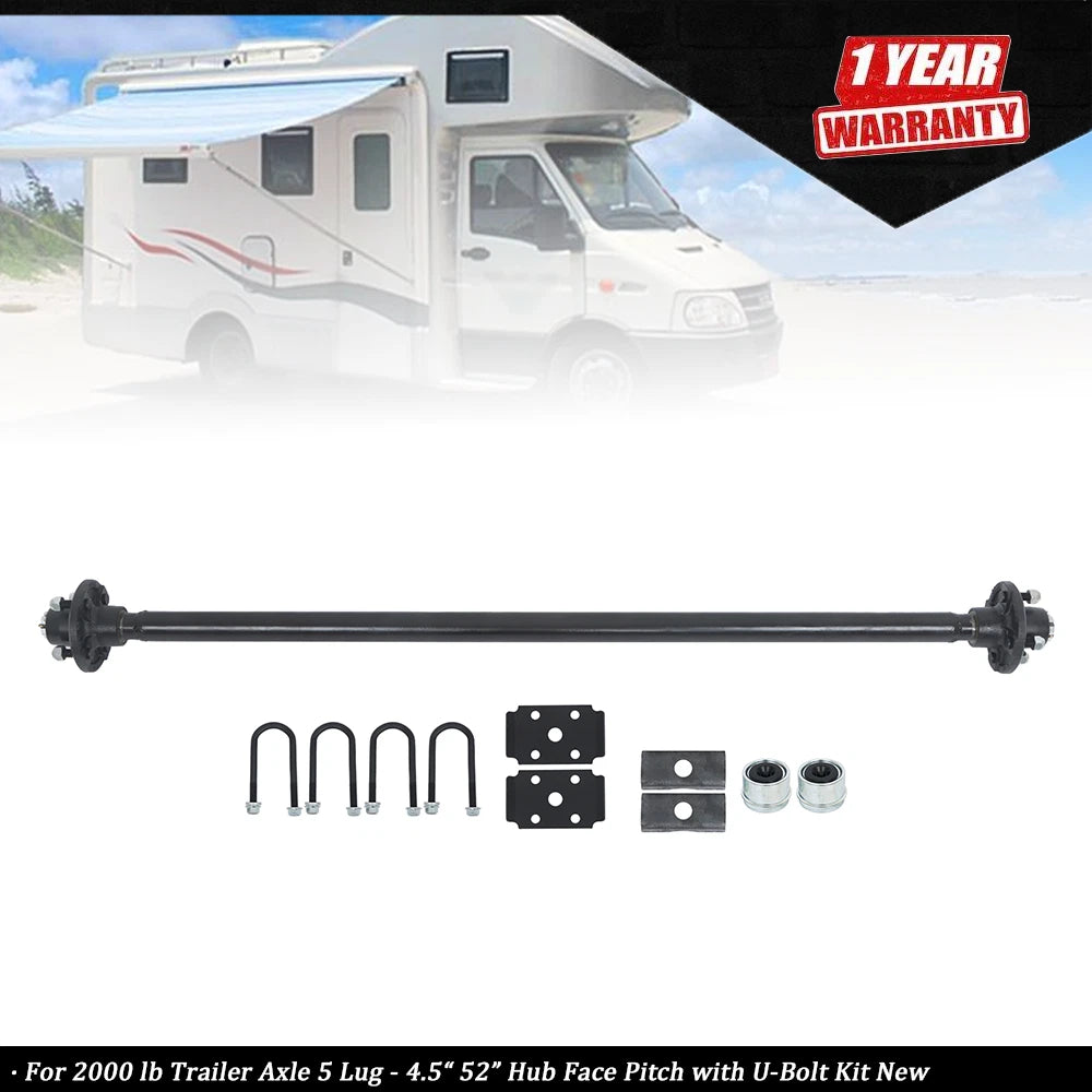 Trailer Axle 2000 lb 4 Lug 58" Hub Face Pitch with U-Bolt Kit