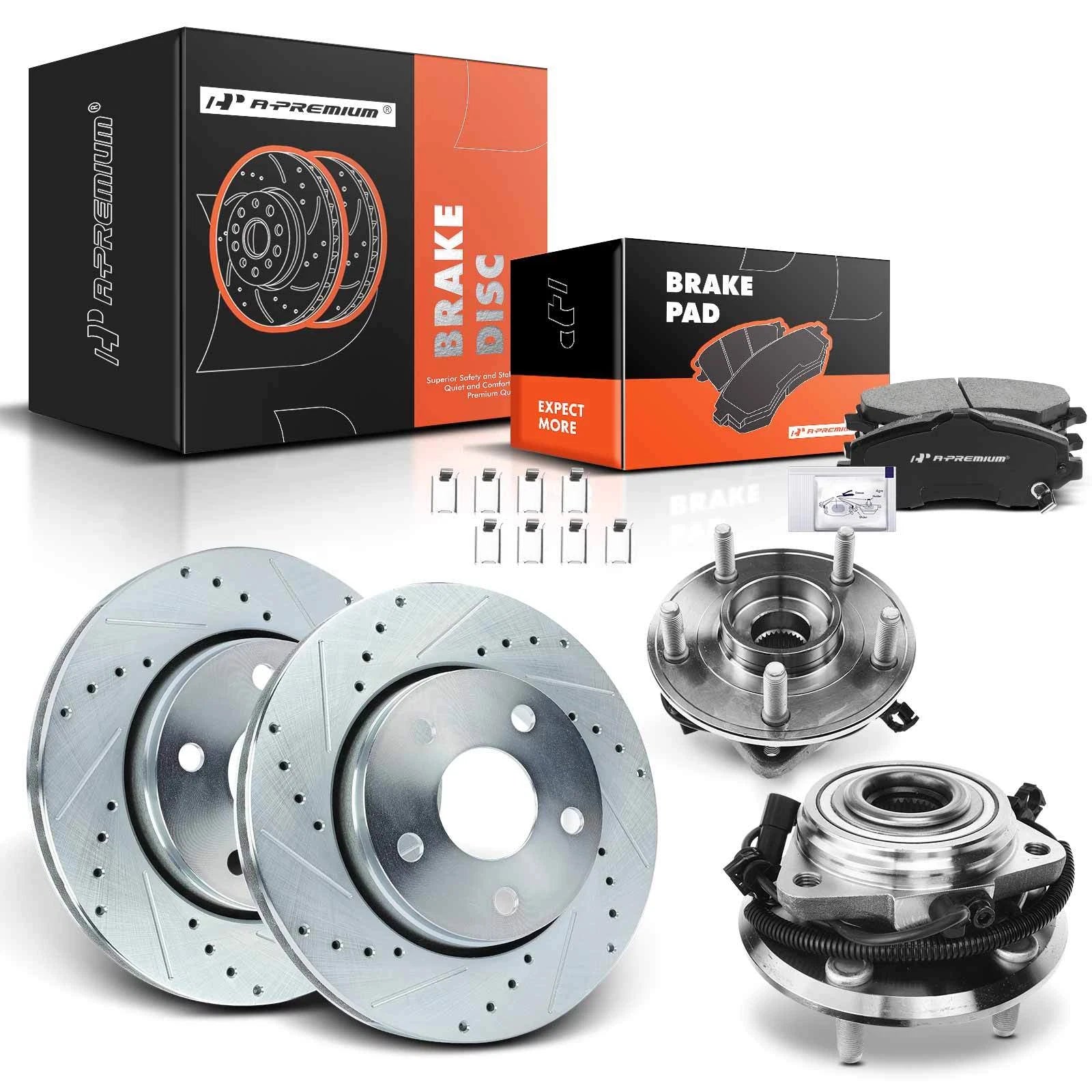 Front Drilled Brake Rotors & Pads for Jeep Wrangler (2007–2018)