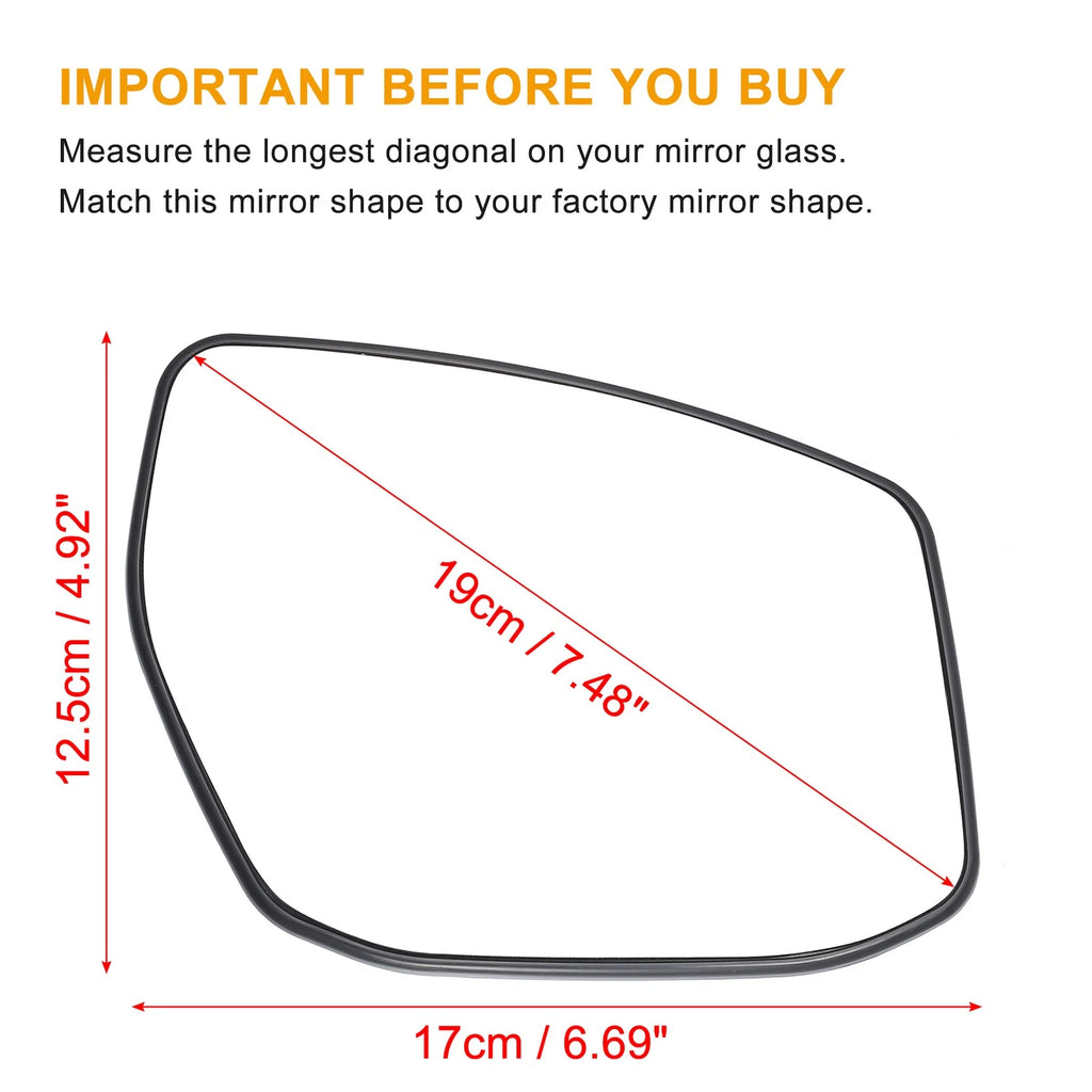 Right Side Heated Mirror Glass with Backing Plate for Nissan Sentra Altima (2013–2019)