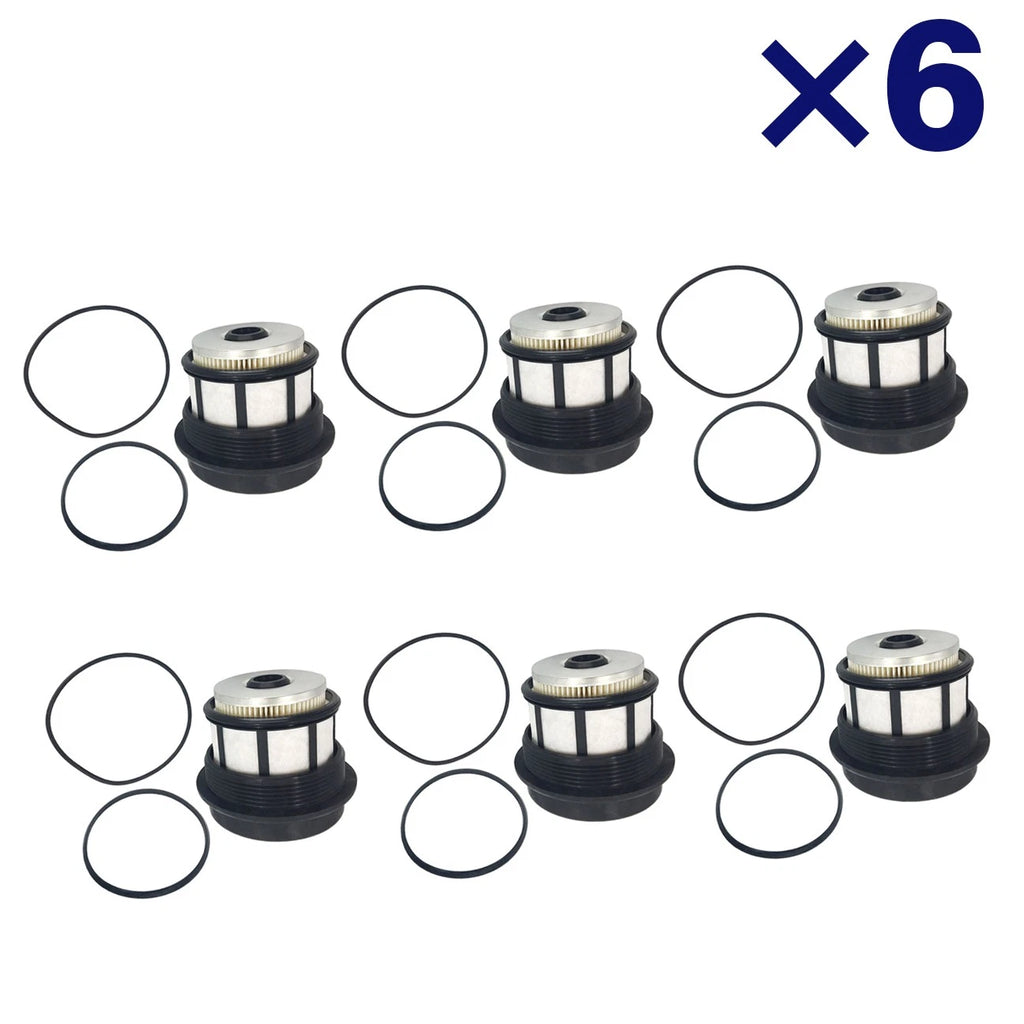 Set of 6 Fuel Filters + Caps for Ford F-Series E-Series 7.3L Powerstroke (1998–2003)