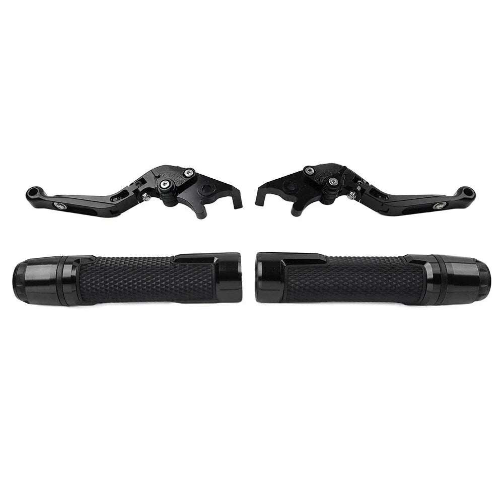 Black Extendable Brake Clutch Levers Grips Set for Kawasaki ZX636R (2003-2006)