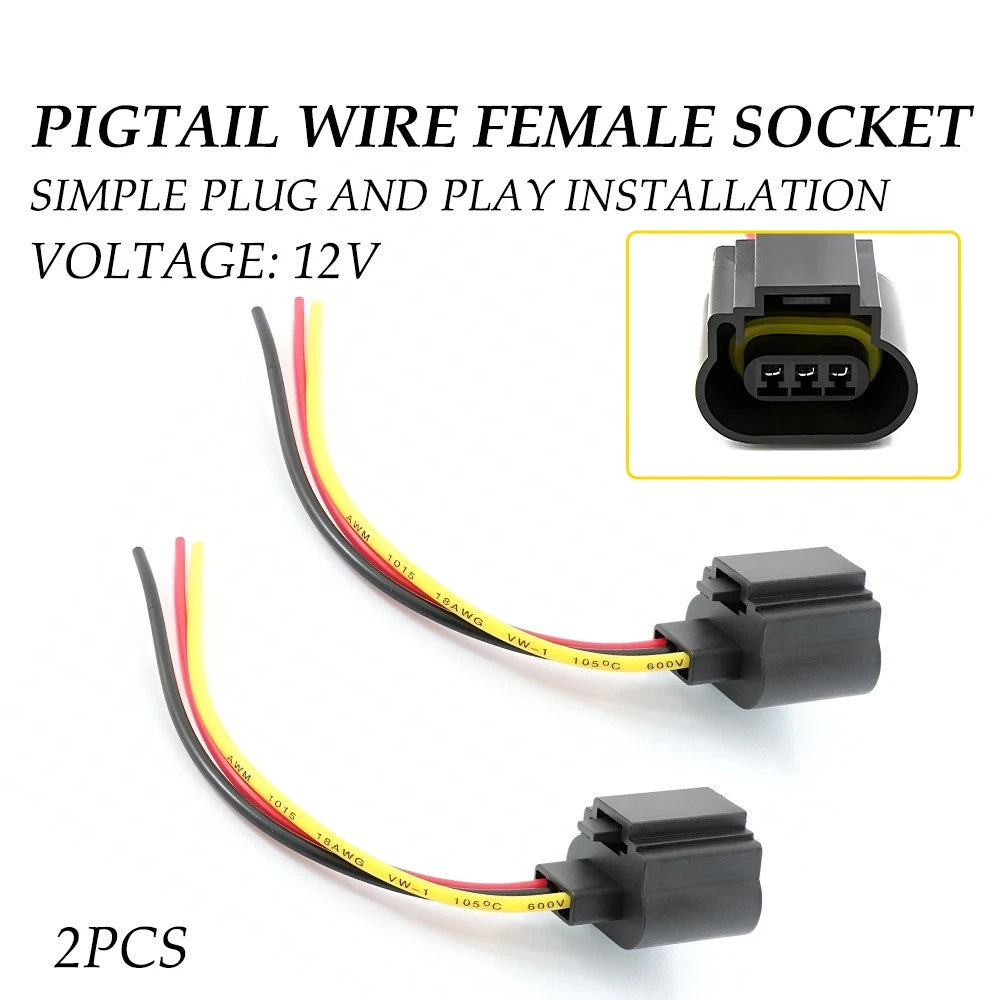 2X Front Turn Signal Light Bulb 9008 H13 Socket Harness for Car Accessories