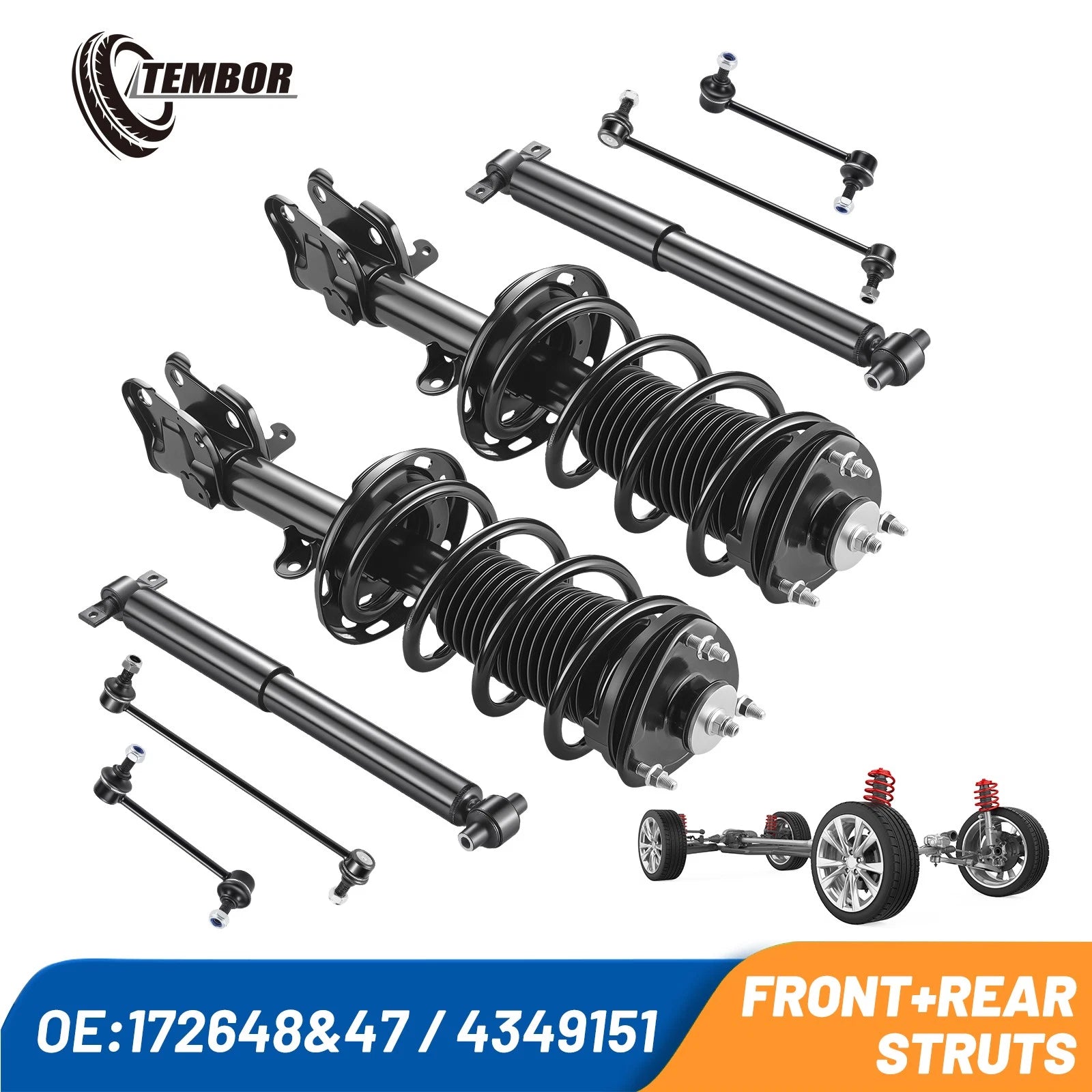 Front Struts, Rear Shocks, Sway Bars Kit for Honda Pilot (2009–2015)