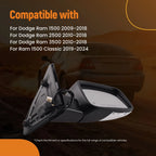 Right Rear View Mirror for Dodge Ram 2500/3500 (2010–2018) Turn Signal