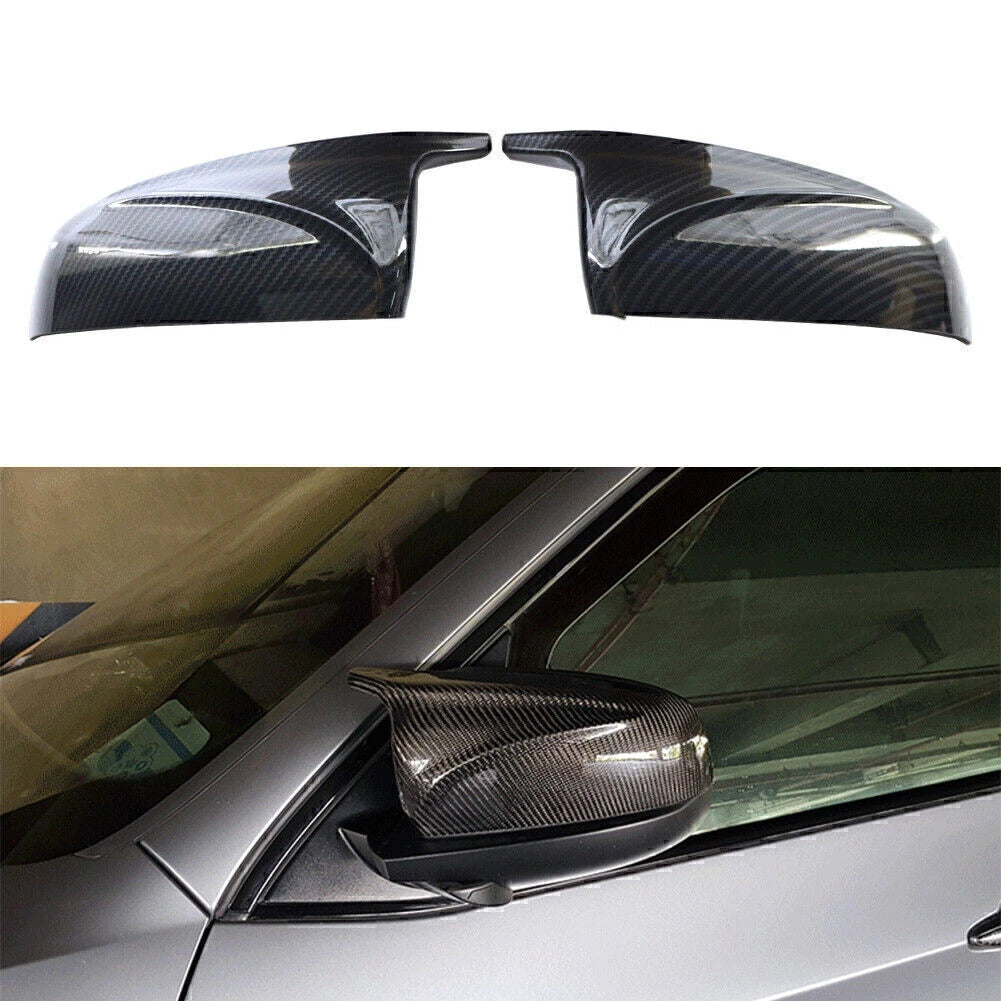 Pair Rear View Mirror Cover Trim for BMW X5 X6 (2007–2013) Carbon Fiber Look