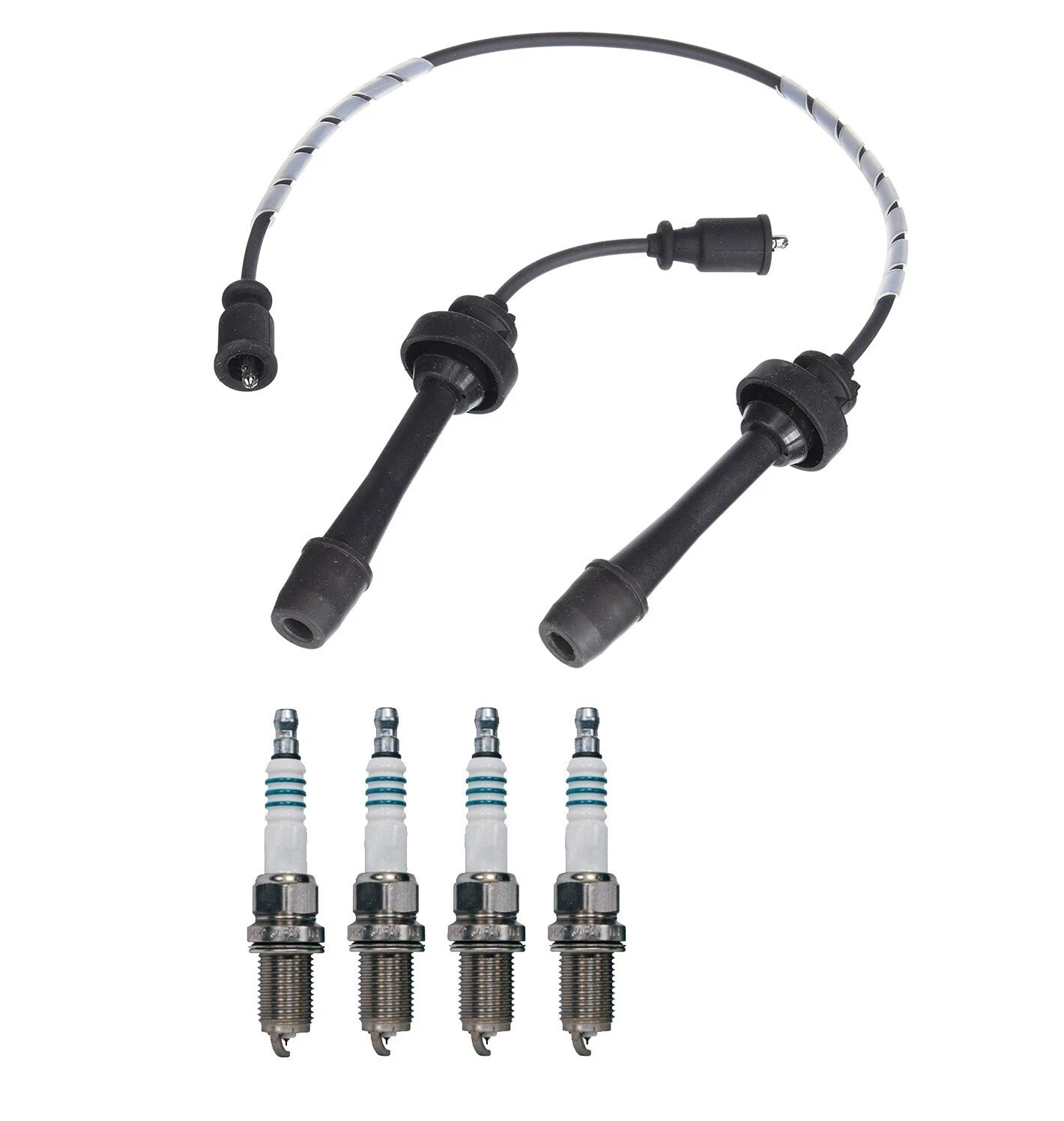 Denso 5mm Wire Set & 4 Iridium Power Spark Plugs for Mazda Protege (1999–2003)