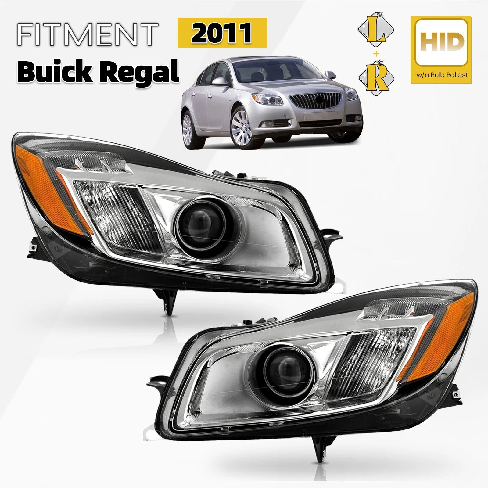 HID Xenon Headlight Set for Buick Regal (2011) Left + Right Pair