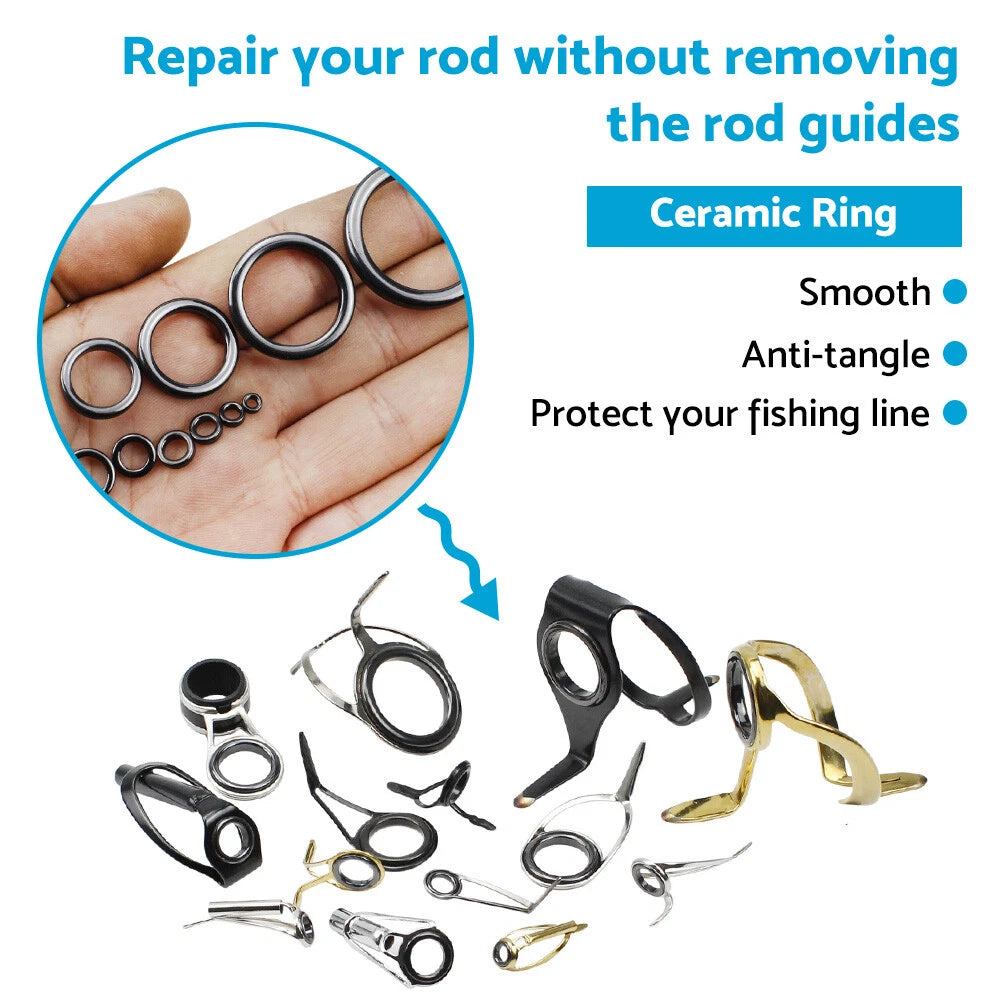Ceramic Fishing Rod Guide Rings Set of 160 (3.7-30mm)