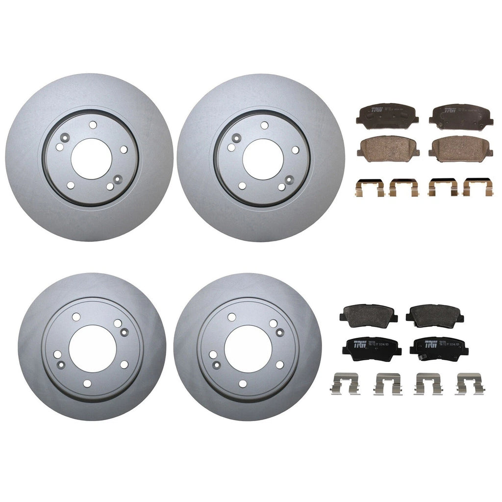Front Rear Brake Kit Rotors TRW Pro Low-Met Pads for Veloster (2012–2017)