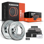 Front Drilled Brake Rotors & Ceramic Pads for Chevrolet GMC K3500 