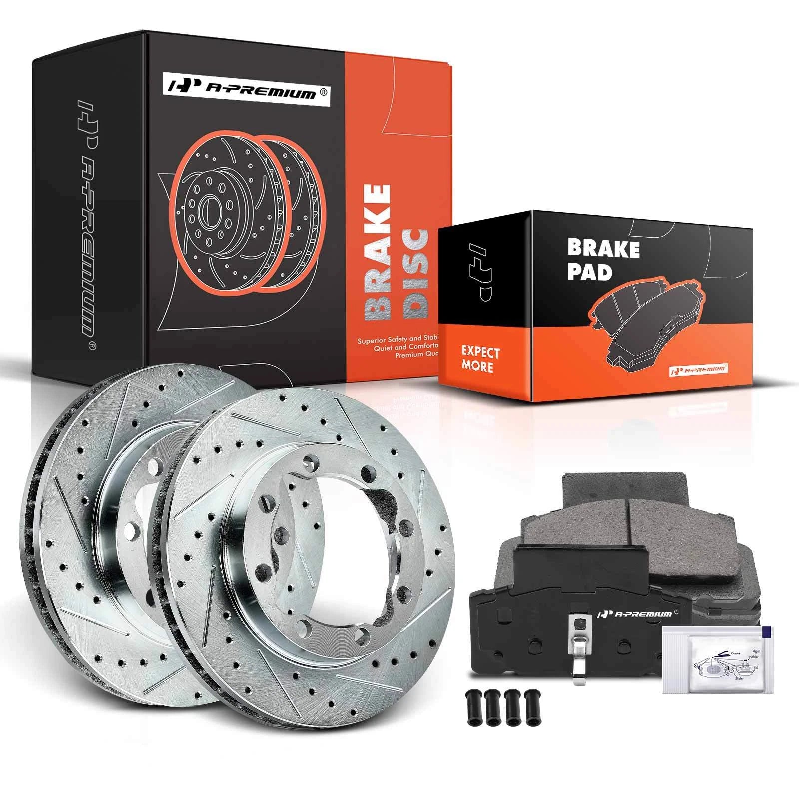 Front Drilled Brake Rotors & Ceramic Pads for Chevrolet GMC K3500 