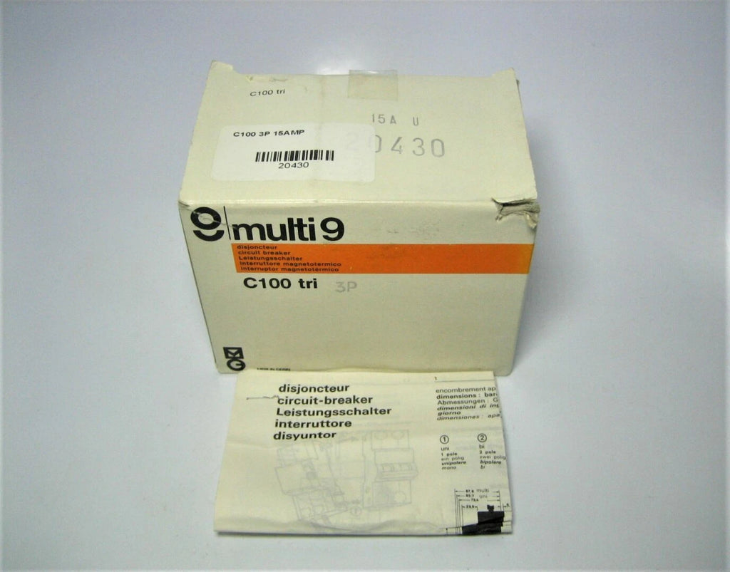 Merlin Gerin 20430 Multi 9 C100 3-Pole 415VAC 15Amp Circuit Breaker