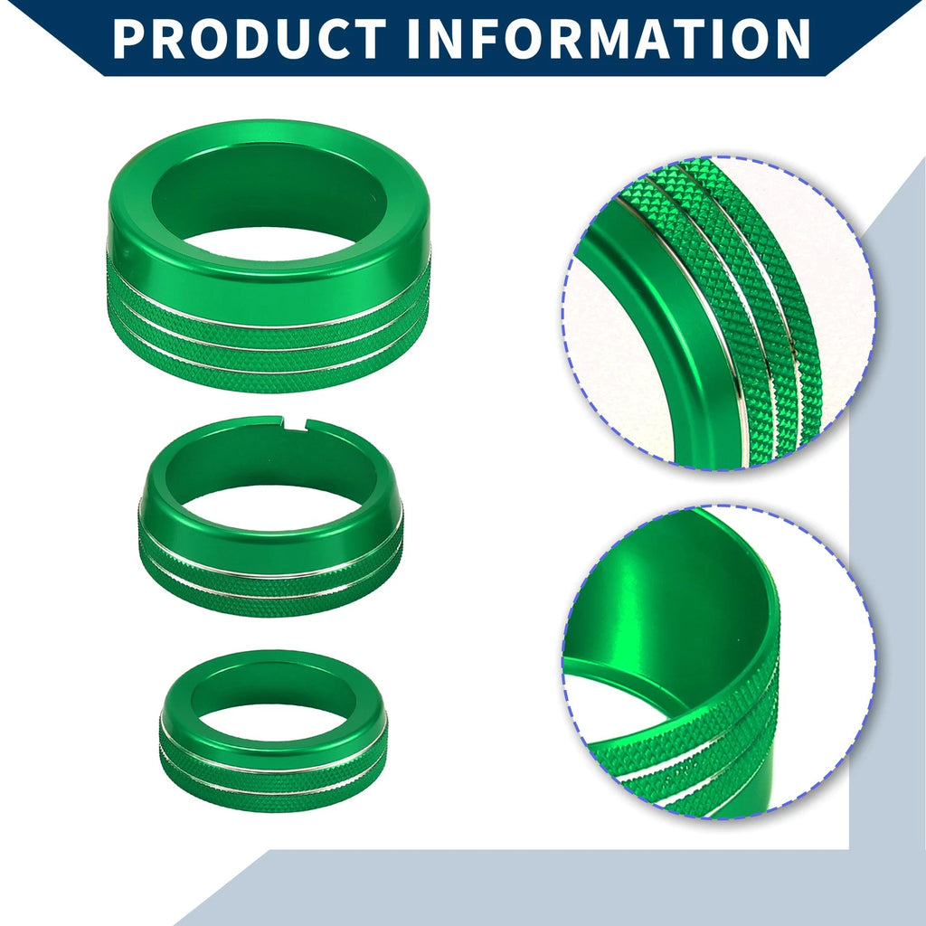 Set of 5 AC Gear Shift Headlight Media Knob Covers for Dodge RAM (2013–2017) Green