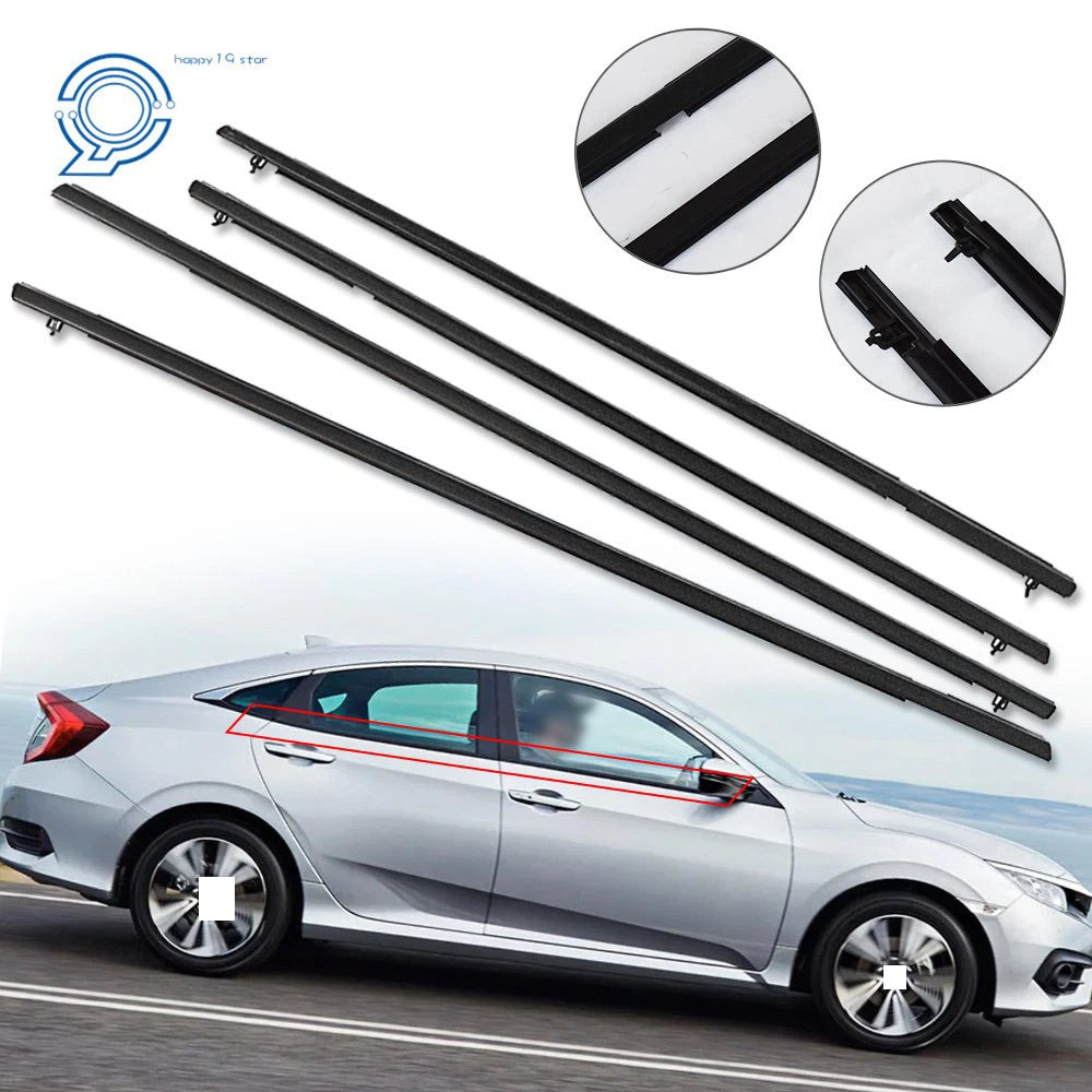 Set of 4 Window Moulding Weatherstrip Seals for Honda Civic (2006–2011)