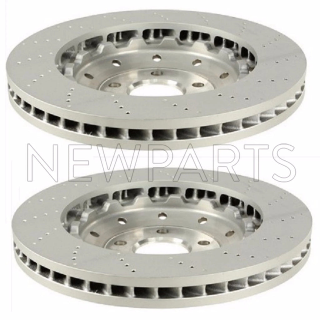 2X Front Vented Drilled Dimpled Disc Brake Rotor for Audi R8 (OEM)