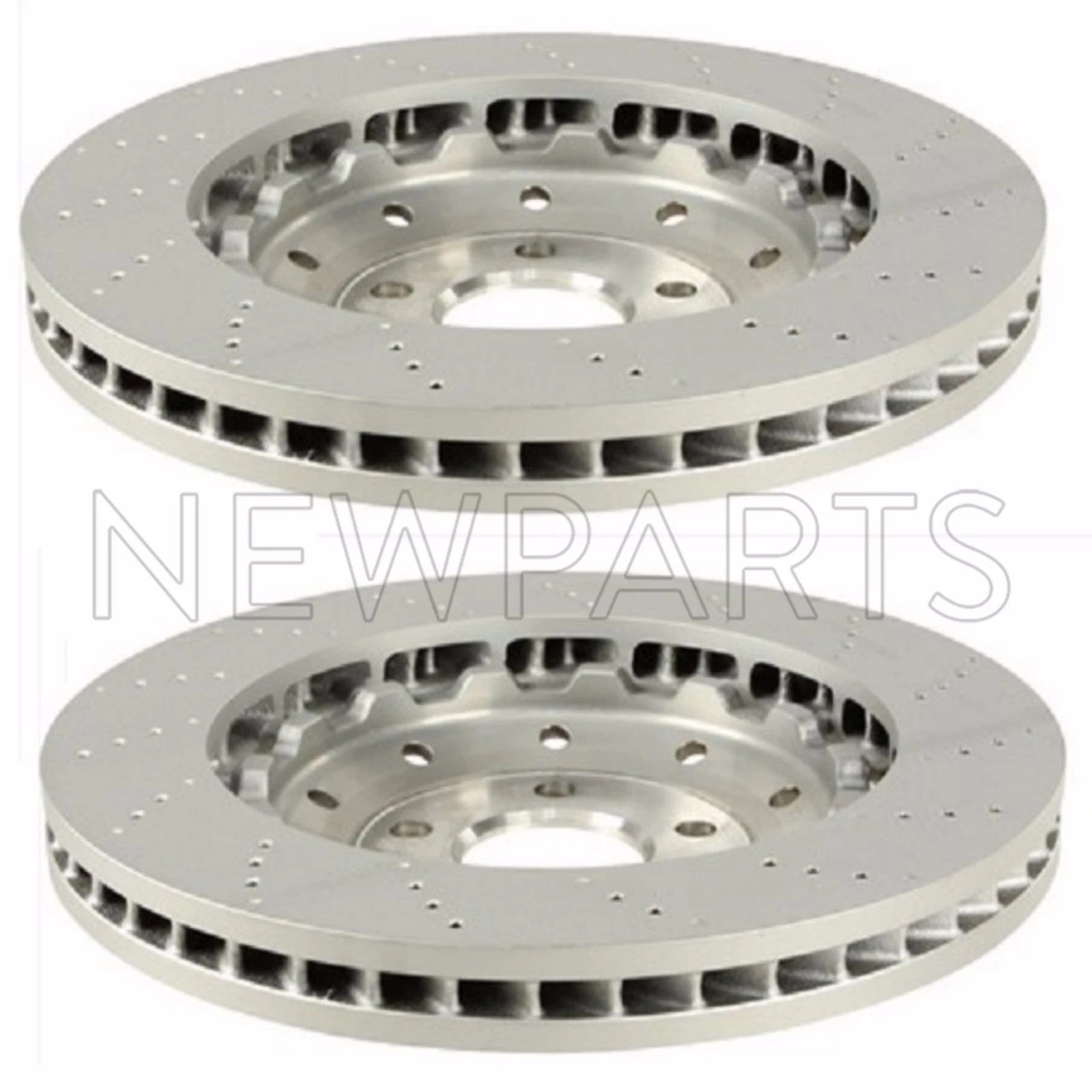 2X Front Vented Drilled Dimpled Disc Brake Rotor for Audi R8 (OEM)