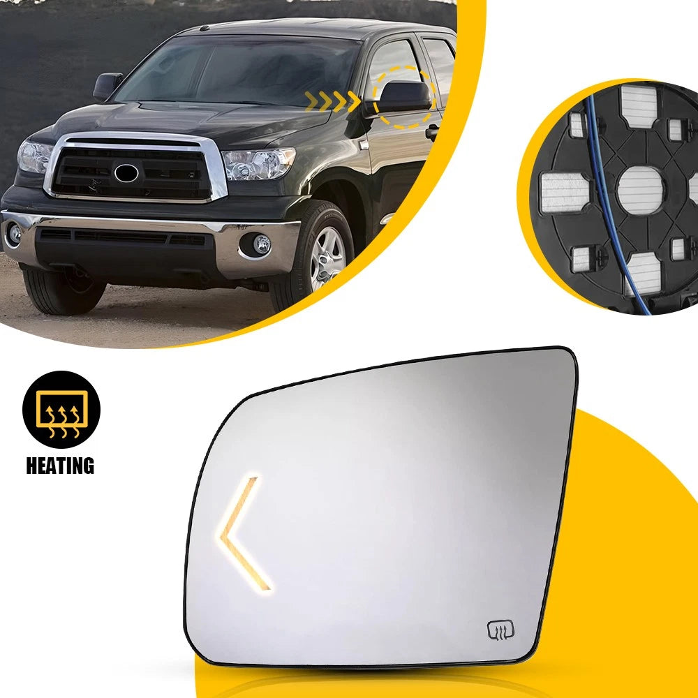 Heated Signal Left Driver Side Mirror Glass for Tundra Sequoia (2007–2016)