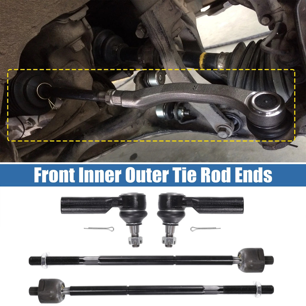 Set of 4 Front Inner Outer Tie Rod End Links for Ford Escape (2009–2012)
