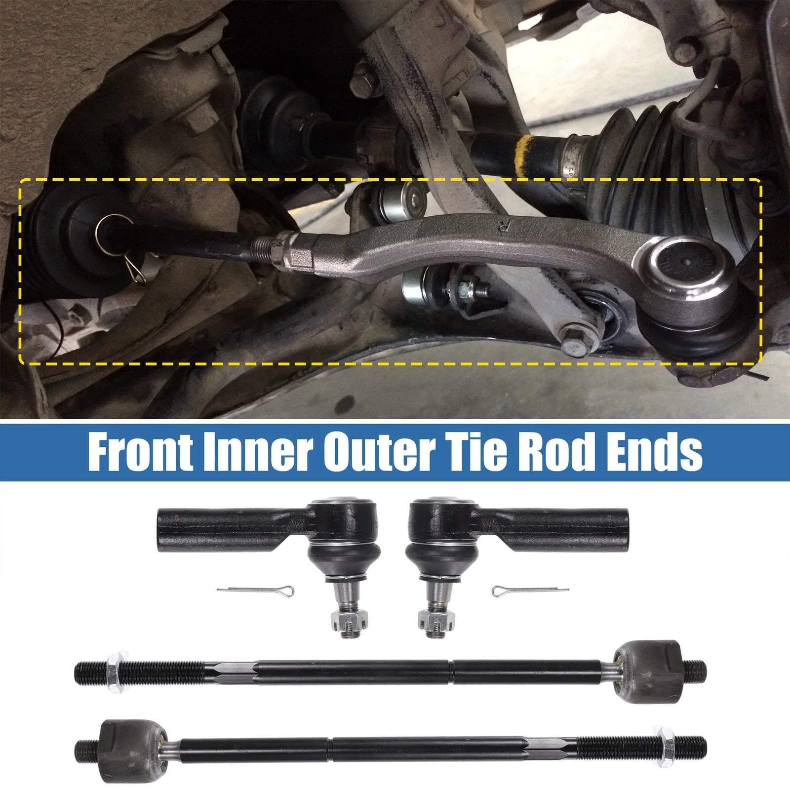 Set of 4 Front Inner Outer Tie Rod End Links for Ford Escape (2009–2012)