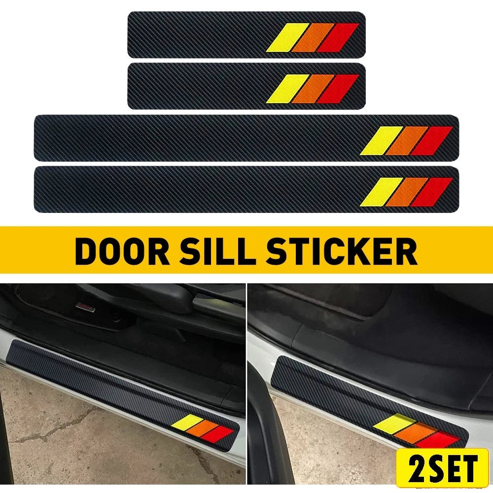 8x Carbon Fiber Door Sill Stickers 5D Protector for Toyota V (2021)