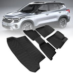 Set of 4 Car Floor Mats & Trunk Cargo Liner for Kia Seltos (2021–2025)