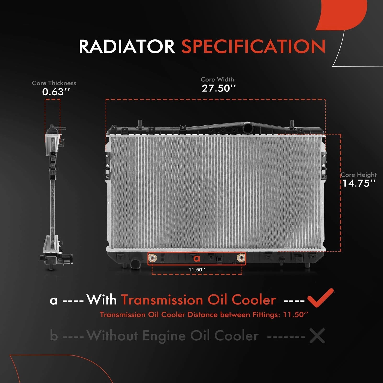 Radiator with Oil Cooler for Suzuki Forenza (2004–2008)
