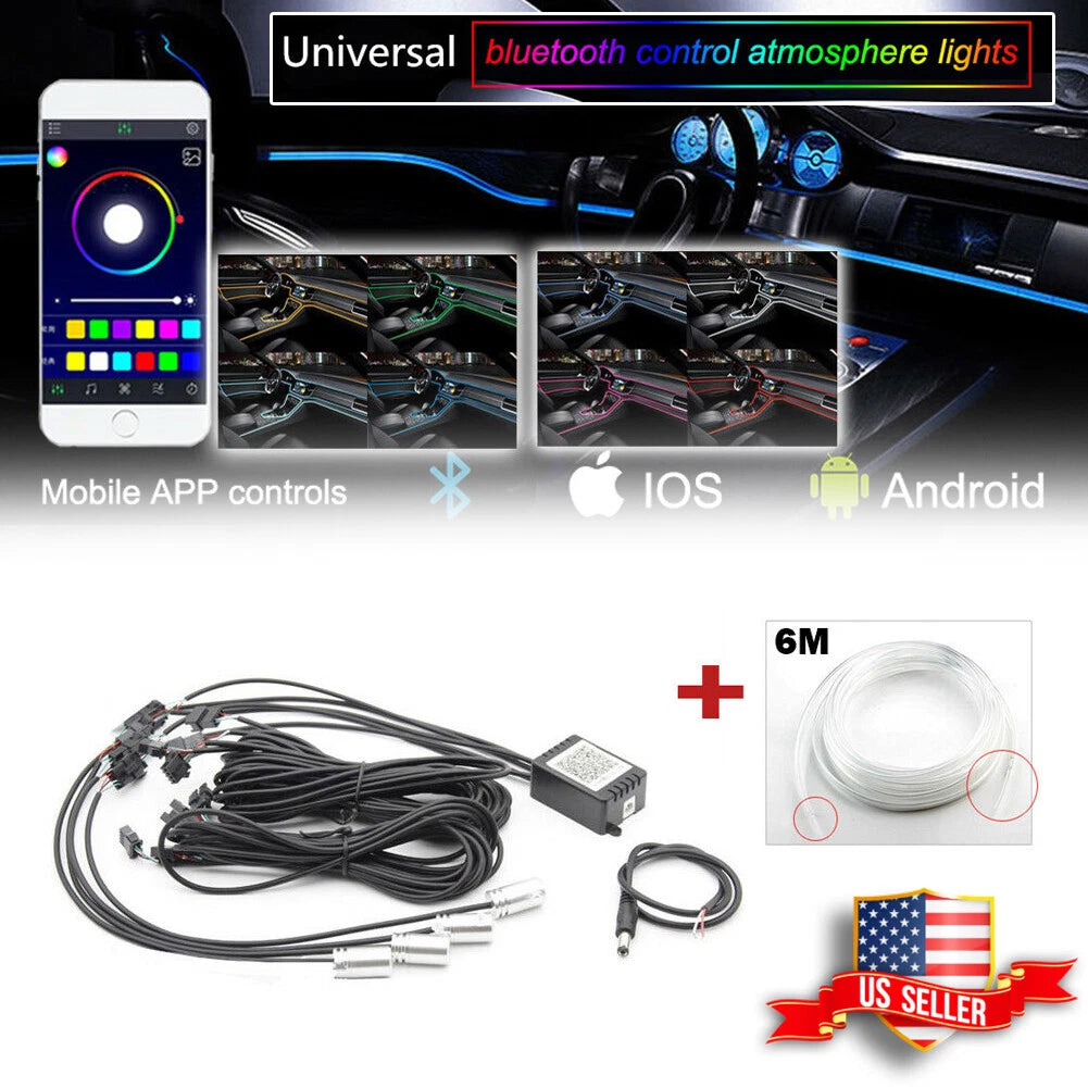 RGB Multi-Color LED Interior Strips for Car (Bluetooth Control)